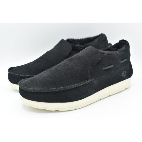 Sperry Men Size 9 Moc Sider Black Suede Microfleece Lined Slip on Boots STS23724 - Picture 3 of 10